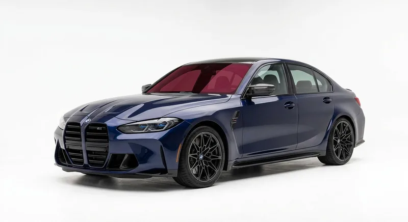 Sedan with the front windshield highlighted in red, showing the Windshield tint package coverage